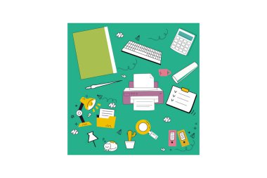 Okul nesneleri çizgi film illüstrasyonunun vektör illüstrasyon sanat simgeleri 