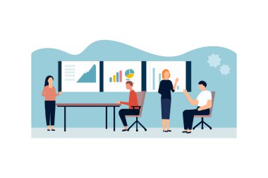   Vektör illüstrasyon sanatı ekip çalışanı olarak çalışan çalışanları canlandırdı