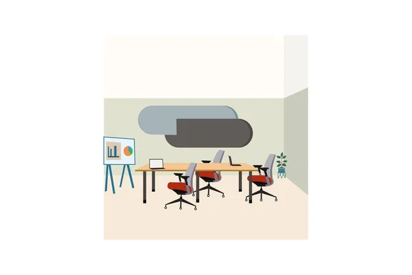 老板和员工之间的吸引关系图解办公室的艺术会议室官员们开会的地方 — 图库矢量图片