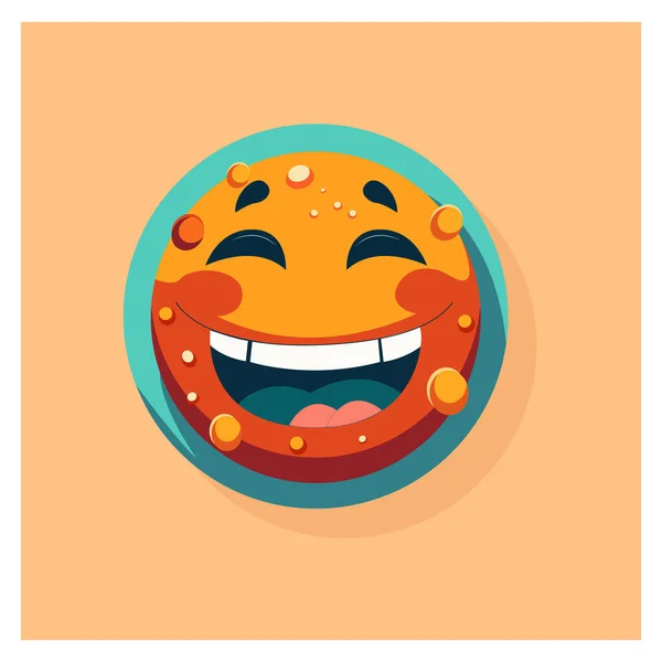 Vector Illustration Art Smiley Laughing Face Bumpy Pimples Winking Eyes — Stock Vector
