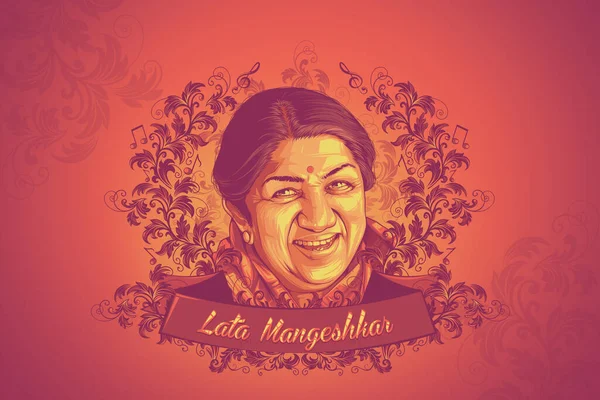 Lata Mangeshkar Retrato Ilustración Ilustración Obras Arte — Foto de Stock