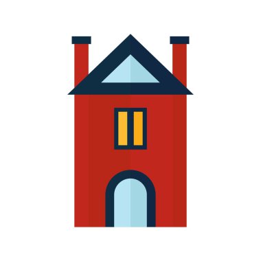 İki bacası olan kırmızı bir evin tasviri, vektör sanat illüstrasyonunu kullanan kırmızı kale kumarhanesine benzer.