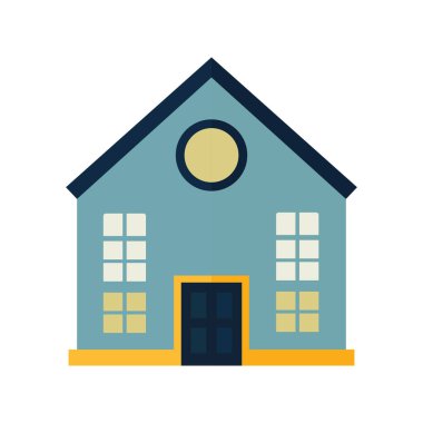 Beyaz zemin üzerinde küçük bir evin çıkartmasının vektör çizim sanatı