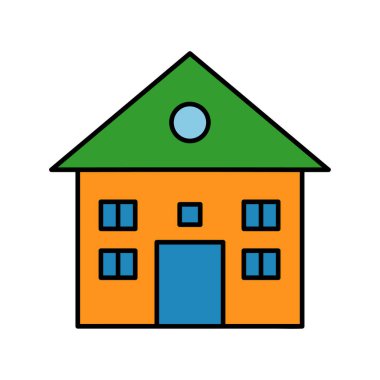 Beyaz arka planda izole edilmiş bir misafir evinin vektör çizimi.