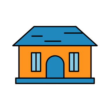 düz vektör tasarımı ev turuncu ve mavi üzerine beyaz vektör çizimi