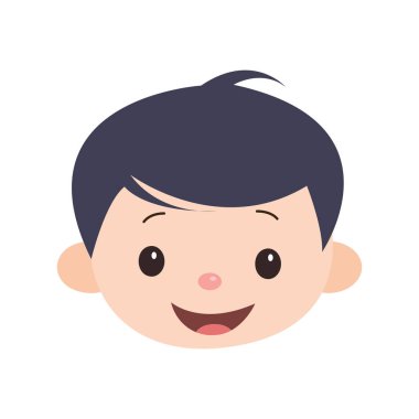 Şirin Masumiyet Gülen Vektör çizimi beyaz bir arka planda izole edilmiş küçük bir bebek yüzü.