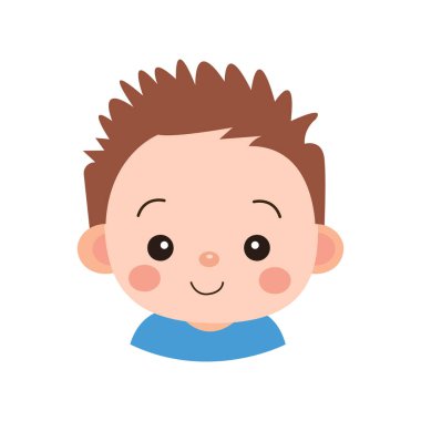 Küçük gülümseyen yıldız küçük bebek yüzü çizimi beyaz arka planda izole edilmiş.