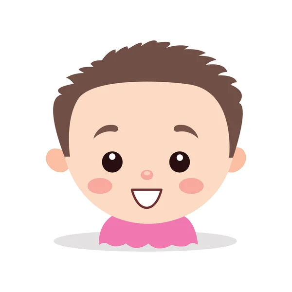 Дитячий Хлопчик Пухкі Щоки Рожевою Футболкою Радісний Усміхнений Логотип Обличчя — стоковий вектор