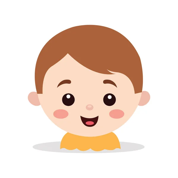Прекрасна Весела Дитина Ізольована Білому Тлі Щасливим Усміхненим Логотипом Обличчя — стоковий вектор
