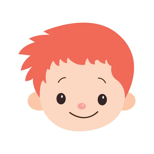 Маленька Дитина Великою Посмішкою Векторні Малюнки Обличчя Дитини Помаранчевими Волоссям — стоковий вектор