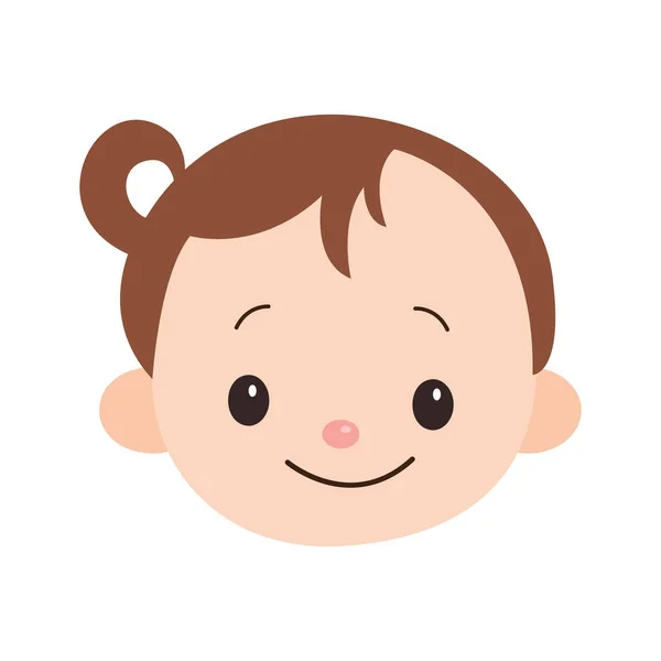 Logotipo Cara Del Bebé Niño Con Precioso Peinado Marrón Aislado — Vector de stock