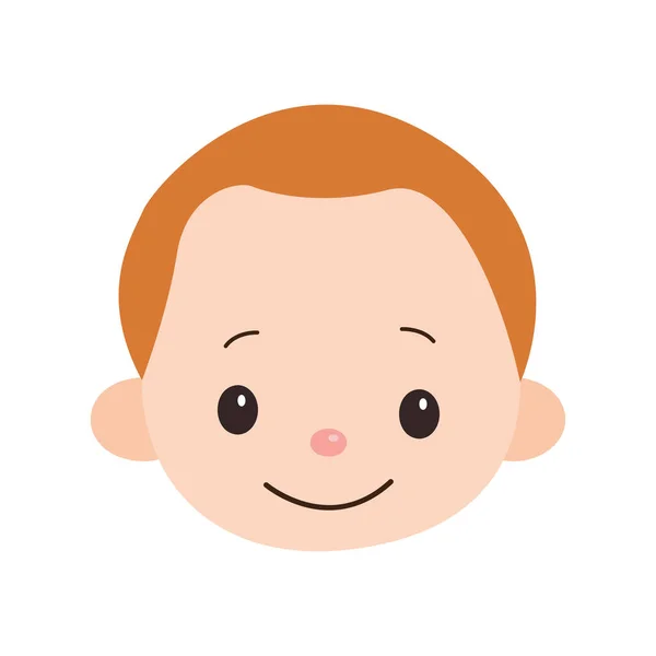 Vector Illustration Art Baby Boy Brown Hair Head White Background — Stock Vector