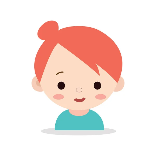 Stock vector Baby girl with orange hair bun, innocent face, and chubby cheeks isolated on white background using vector illustrations art