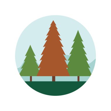 Kış mevsiminde ormandaki renkli Noel ağaçlarının beyaz arka planda izole edilmiş görüntüsü..