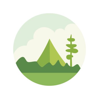 Derin Orman Basit Biçim Vektör Bulutlu Hava Durumu Dairesel Tasarımı Beyaz Arkaplan Vektör Resmetme Sanatı