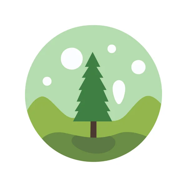 Using Vector Illustration Art Landscape Symbol Snowfall Forest — Stock Vector