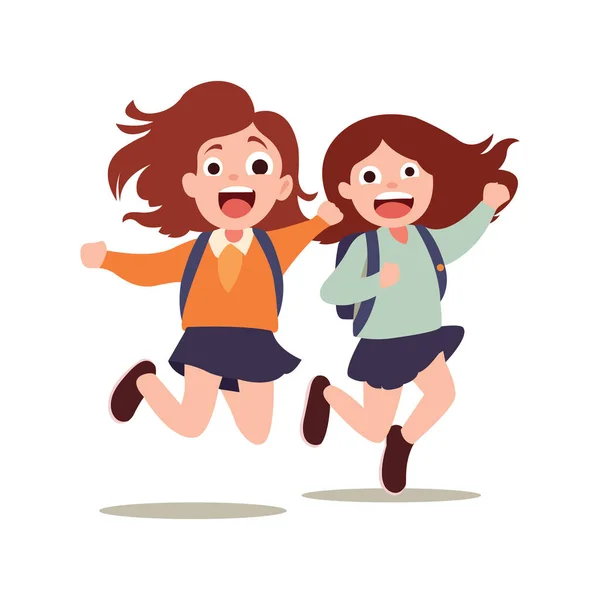 Щасливий День Дружби Два Шкільних Друга Танцюють Разом Щоб Відсвяткувати — стоковий вектор