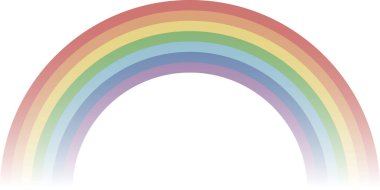 Basit, yarı dairesel, saydam, yedi renkli bir gökkuşağı.