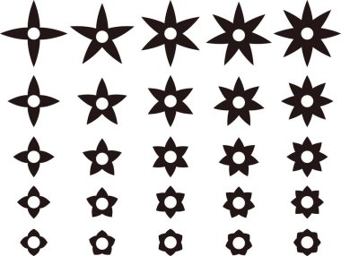 black and white flower icon set