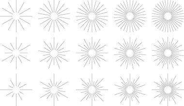 Set of line sunburst pattern.Vector illustration.