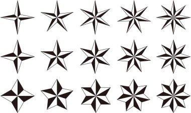 Bir dizi yıldız. Vektör illüstrasyonu.