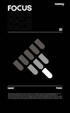 İsviçre tasarım poster düzeninin meta modern estetiği. Brutalist sanat cesur tipografi ve soyut geometrik şekillerle yapılmış vektör grafik şablonu, poster sanatı için harika, albüm kapağı baskıları.