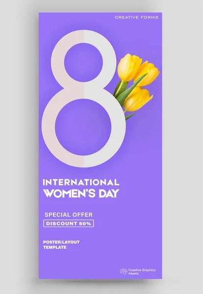 Układ Wektora Biletów Marzec Koncepcja Ilustracji Międzynarodowego Dnia Kobiet Świetne — Wektor stockowy