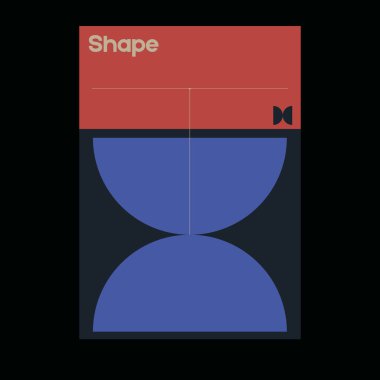 Brutalism inspired graphic design of vector poster cover layout made with vector abstract elements and geometric shapes, useful for branding presentation, album print, website header, web banner.