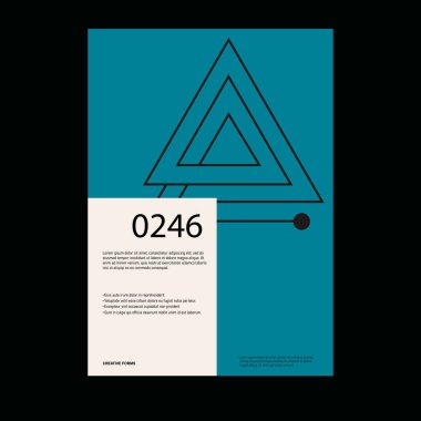 Bauhaus poster template layout with clean typography and minimal vector pattern with abstract geometric shapes. Great for poster art, album cover prints
