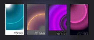 Set of futuristic poster covers with circular gradient. Great for branding presentation, album print, website header, web banner.