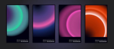 Set of futuristic poster covers with circular gradient. Great for branding presentation, album print, website header, web banner.