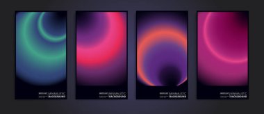 Set of futuristic poster covers with circular gradient. Great for branding presentation, album print, website header, web banner.