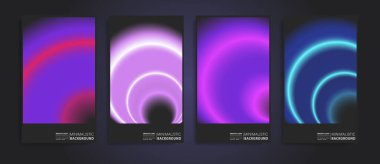 Set of futuristic poster covers with circular gradient. Great for branding presentation, album print, website header, web banner.