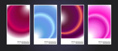 Set of futuristic poster covers with circular gradient. Great for branding presentation, album print, website header, web banner.
