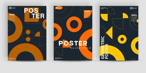 Simple Geometric Posters Mockups Created Vector Abstract Elements Lines Bold — стоковый вектор