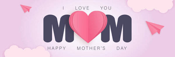 Happy Mothers Day. Happy mothers day poster or banner. Vector symbols of love in shape of heart for Happy Mothers Day greeting card design