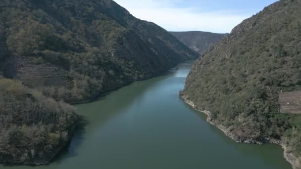 Αεροφωτογραφία Του Ποταμού Sil Γαλικία Ισπανία — Αρχείο Βίντεο