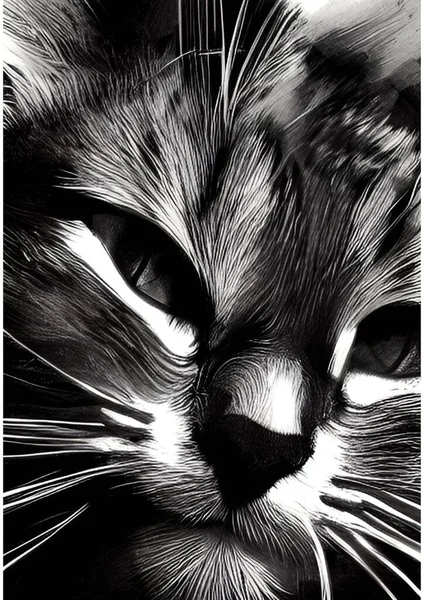 Cat in black and white