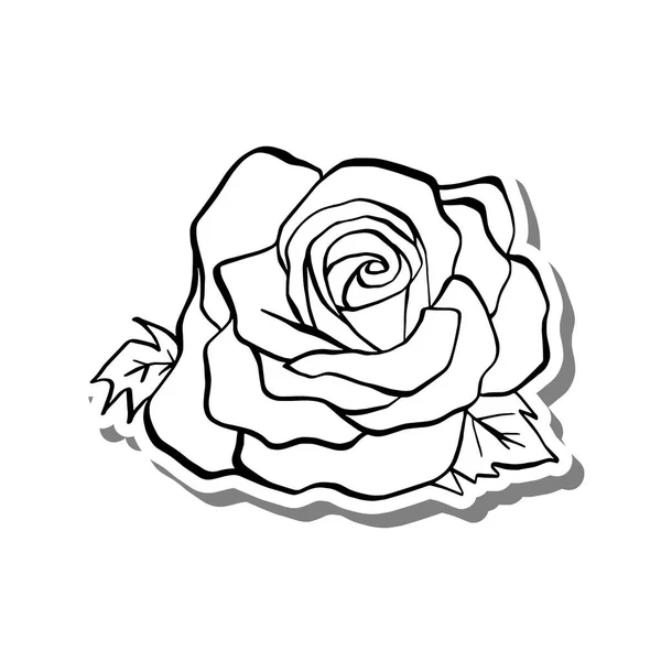 Black Line Doodle Rose Hand Drawn Cartoon Style Vector Illustration — Stockvector