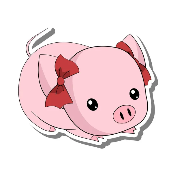 Cartoon Cute Pink Pig Clipart Animal Girl Doodle Nursery Decoration — Stock Vector