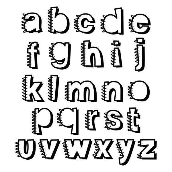 Decoratieve Lettertype Kleine Letters Met Spiraal Vector Book Thema — Stockvector