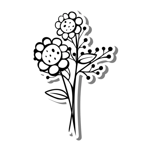 Куча Искусства Линия Цветов Цветы Листья Пыльца Белом Силуэте Серой — стоковый вектор