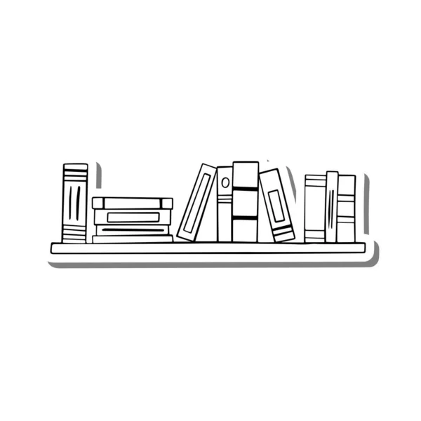 Βιβλία Κινουμένων Σχεδίων Στο Ράφι Χέρι Ζωγραφισμένο Μαύρη Γραμμή Εικονογράφηση — Διανυσματικό Αρχείο