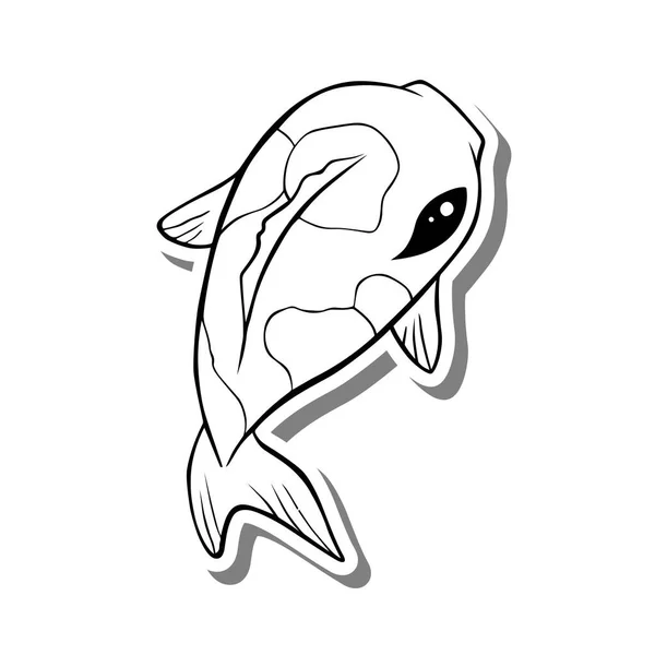 Cute Cartoon Carp Fish Outline Coloring Vector Illustration Kid — Stock Vector