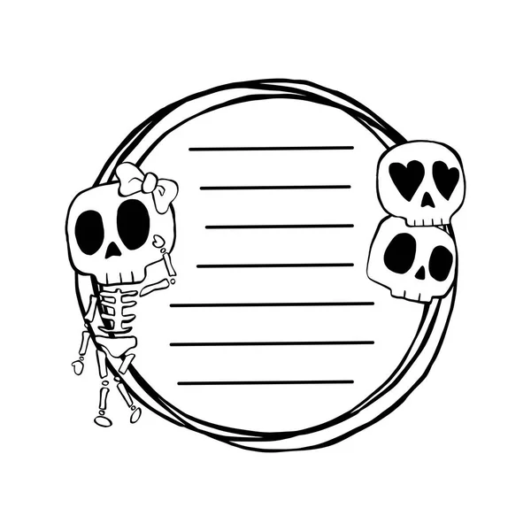 Halloween Triple Circle Frame Μαύρη Γραμμή Για Μήνυμα Σαν Σημειωματάριο — Διανυσματικό Αρχείο
