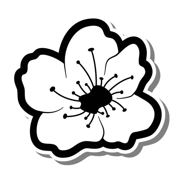Doodle Flor Cerezo Línea Negra Flor Sakura Sobre Fondo Blanco — Archivo Imágenes Vectoriales
