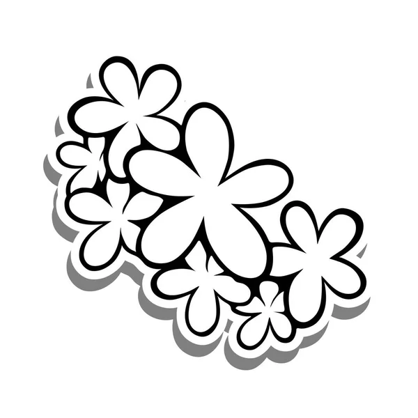 Línea Negra Little Bouquet Silueta Blanca Sombra Gris Dibujado Mano — Archivo Imágenes Vectoriales