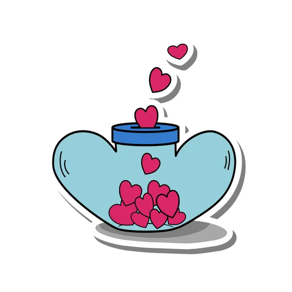 Vector Illustration Cartoon Heart Shape Piggy Bank Collect Little Hearts — Stock Vector