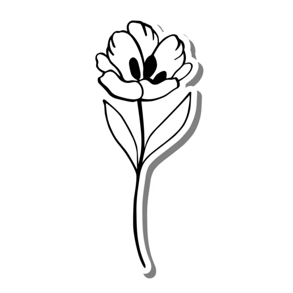 Fleur Monochrome Sur Silhouette Blanche Ombre Grise Illustration Vectorielle Pour — Image vectorielle