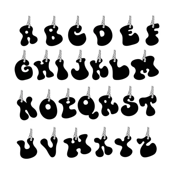 Cute Alphabet Uppercase Rope Design Letras Encantadoras Para Decoração Ilustração — Vetor de Stock